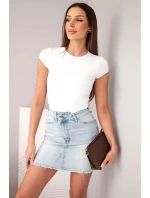 Dámská mini džínová sukně s lemem džínová model 21951897 - K-Fashion