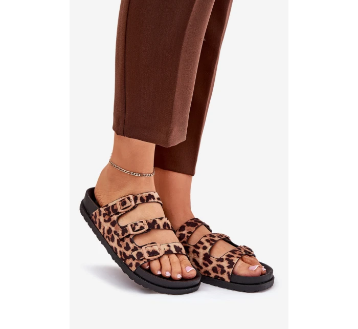 Dámské Pantofle S Pásky A Přezkami V Leopardím Vzoru Hnědé Uliri Dámské Pantofle S Pásky A Přezkami V Leopardím Vzoru Hnědé Uliri
