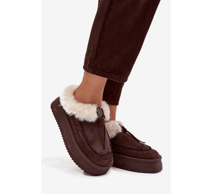 Dámské sněhule s kožíškem na platformě čokoládové model 21714860 - Boto Dámské sněhule s kožíškem na platformě čokoládové model 21714860 - Boto