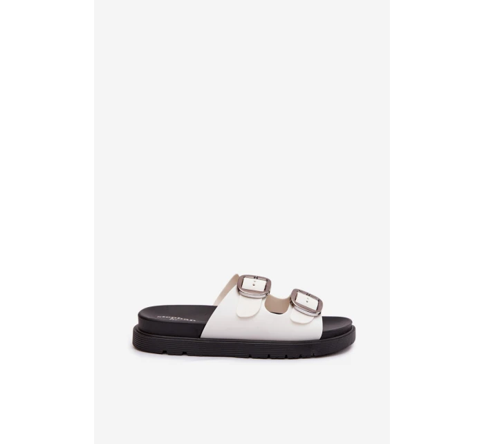 Dámské pantofle s klipsy na platformě bílé Elamas