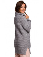 BK047 Oversized svetr s rolákem - šedý