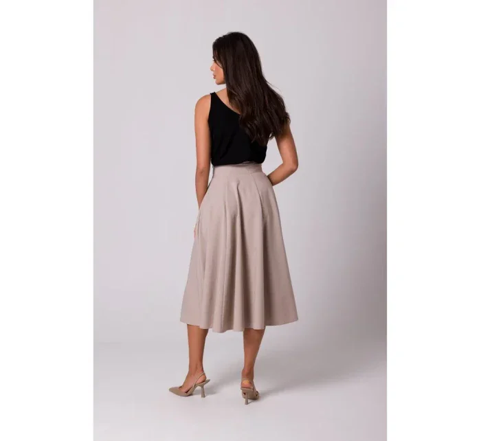 B265 Sukně s vysokým pasem - béžová