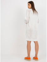 Bílé oversize pletené šaty s přídavkem vlny