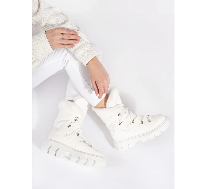 Módní sněhule bílé dámské platforma Módní sněhule bílé dámské platforma
