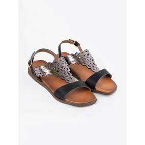 Trendy černé dámské  sandály bez podpatku