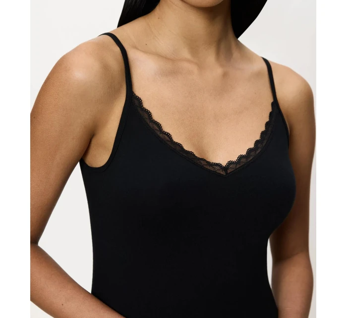 Feel Of Cotton Spaghetti Top - BLACK - TRIUMPH BLACK - TRIUMPH