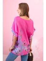 Dámská bavlněná košile s motýly a květinami růžový Dámská bavlněná košile s motýly a květinami růžový