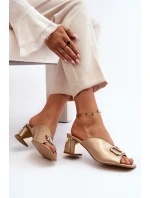 Elegantní dámské sandály na podpatku model 21647439 zlaté - Laura Messi