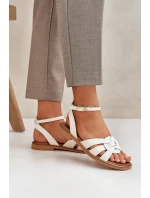 Kožené Dámské Sandály Na Plochém Podpatku Zazoo model 21682231 Ecru - Boto