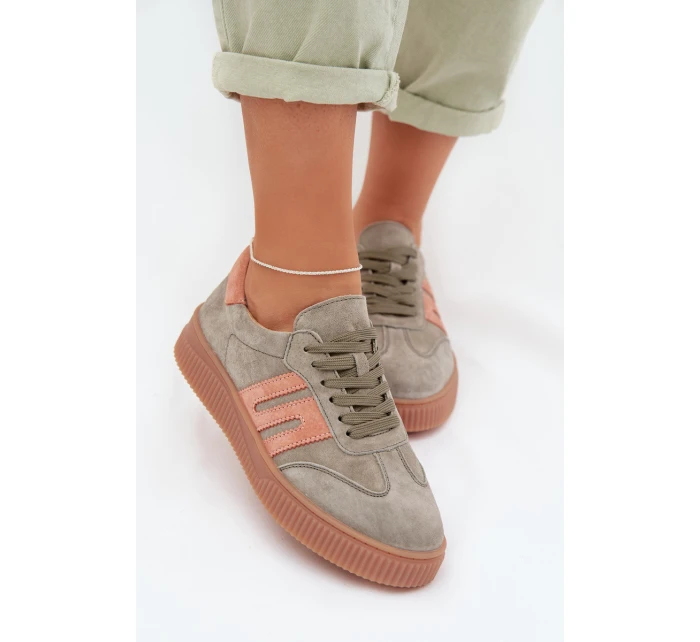 Dámské tenisky z pravé semiše Zelené model 22026533 - EVENTO Dámské tenisky z pravé semiše Zelené model 22026533 - EVENTO