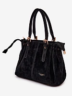 Kožená kabelka z ekologického semiše černá Vessia