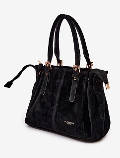 Kožená kabelka z ekologického semiše černá model 22111516 - Flora&Co