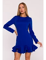 M880 Šaty s volánkovým lemem - královská modř