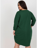 Tmavě zelené šaty větší velikosti s 3/4 rukávy