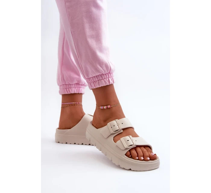 Dámské béžové pěnové pantofle Melorea na platformě