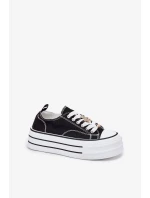 Dámské trampky na platformě se zlatými připínacími doplňky Fiorina – černé