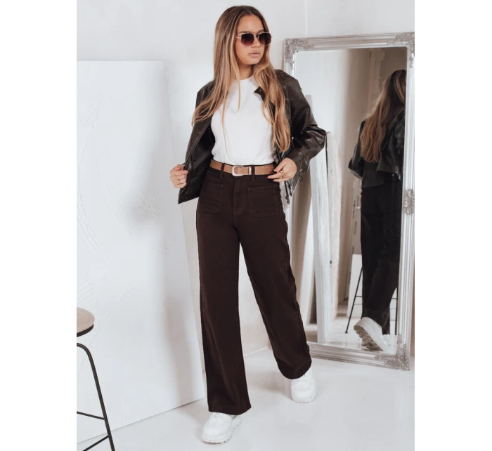 Džíny se širokými nohavicemi hnědé FashionStreet UY2842