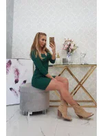 Šaty s knoflíkovým výstřihem tmavě zelené Šaty s knoflíkovým výstřihem tmavě zelené