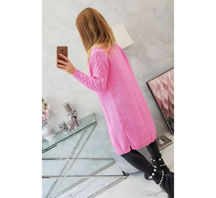 Svetr Cardigan kostkovaný světle růžový