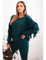 Dámský komplet máslový s třásněmi na rukávech mořský Dámský komplet máslový s třásněmi na rukávech mořský