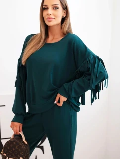 Dámský komplet máslový s třásněmi na rukávech model 21301087 - K-Fashion