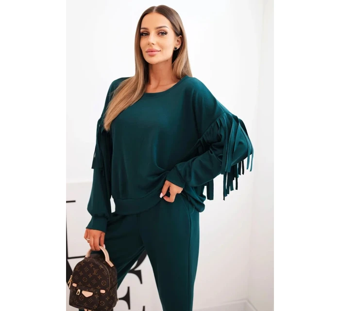 Dámský komplet máslový s třásněmi na rukávech mořský Dámský komplet máslový s třásněmi na rukávech mořský