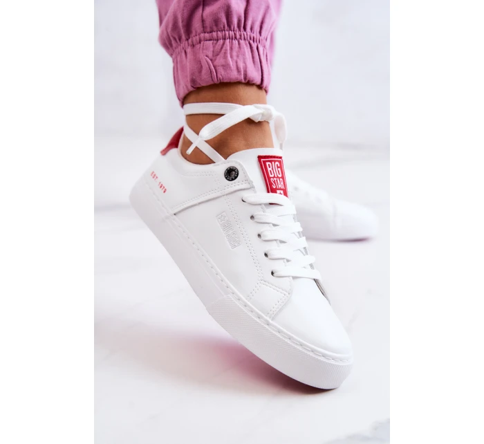Kožené tenisky Big Star JJ274212 bílé a červené Kožené tenisky Big Star JJ274212 bílé a červené