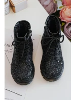 Dětské Brokatové Botky Oceněné Se Zipem Černé Saussa Dětské Brokatové Botky Oceněné Se Zipem Černé Saussa