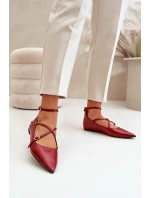 Dámské baleríny se  a pásky bordové model 21670189 - Boto