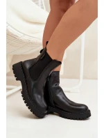 Kožené dámské botky s zipem Big Star OO274109 černé Kožené dámské botky s zipem Big Star OO274109 černé