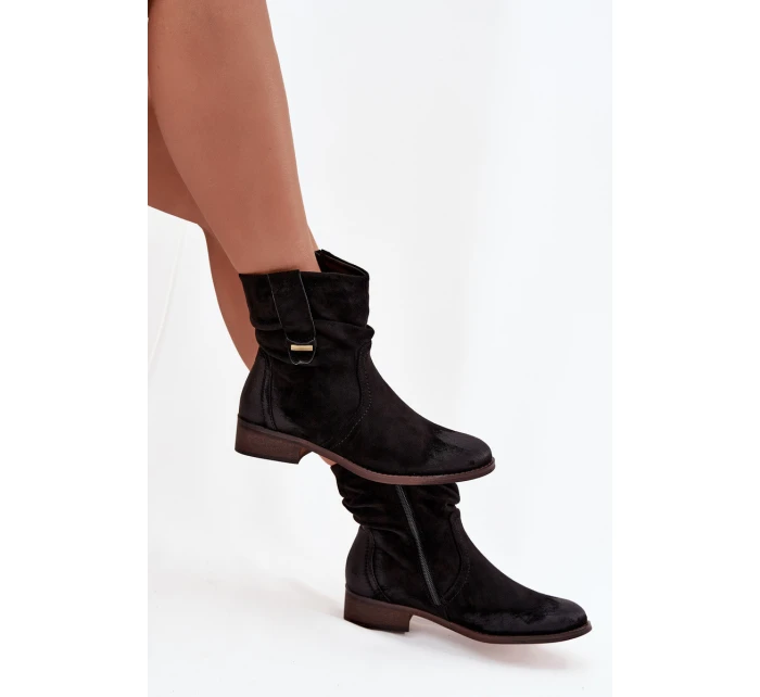 Dámské kotníkové boty na nízkém podpatku s mačkáním vyhřívané černé Gracia Dámské kotníkové boty na nízkém podpatku s mačkáním vyhřívané černé Gracia