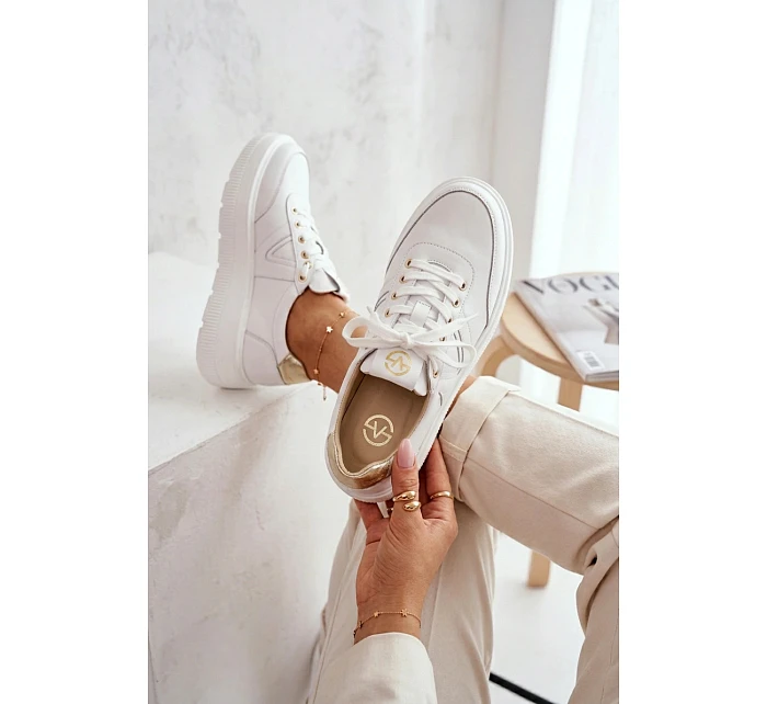 Kožené dámské tenisky na platformě Vinceza 39976 bílé