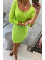 Šaty s výstřihem na knoflíky zelené neonové
