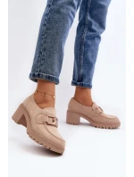 Béžové semišové boty Finley na masivních vysokých podpatcích Béžové semišové boty Finley na masivních vysokých podpatcích