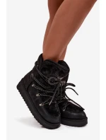 Dámské sněhule D.Franklin na platformě s kožešinou – černé