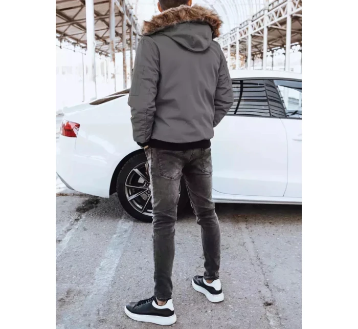 FashionStreet tmavě šedá pánská zimní bunda TX4306