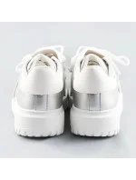 Stříbrno-bílé dámské sportovní boty se zakrytým šněrováním (RA2049) Stříbrno-bílé dámské sportovní boty se zakrytým šněrováním (RA2049)