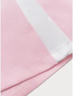 Volné dámské kalhoty v pudrově růžové barvě s lampasy model 20185241 - MADE IN ITALY