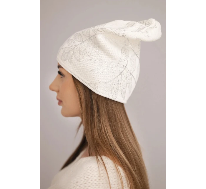 Dámská zimní čepice z vlny s dvojitým ohrnovacím lemem K426 oranžová