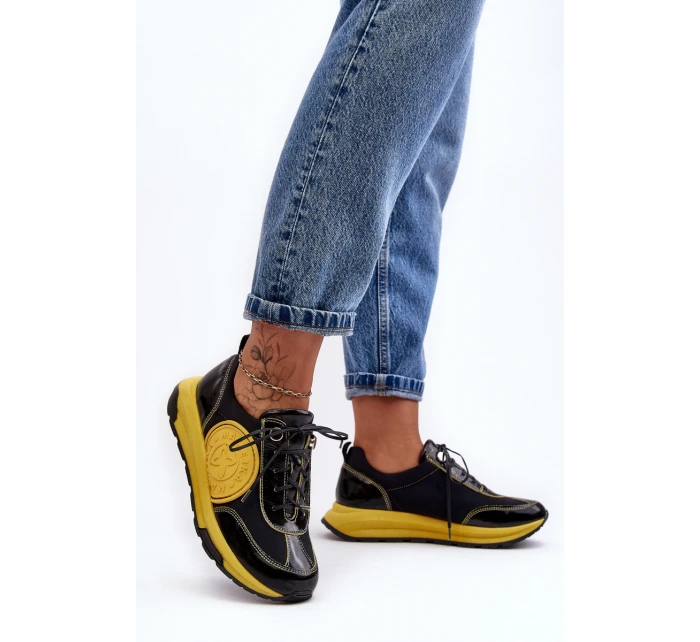 Dámské kožené sportovní boty Maciejka 06295-01 černá a žlutá
