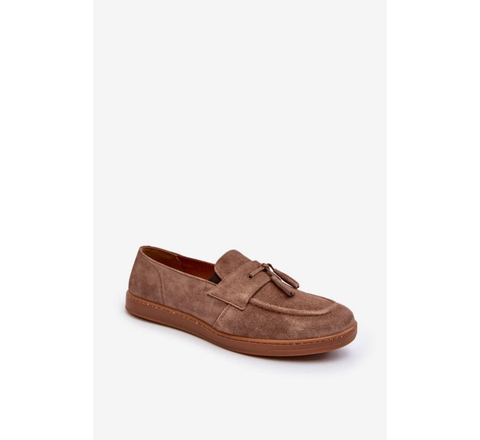 Pánské semišové mokasíny polobotky Zazoo 1566 hnědé