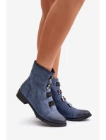 Zateplené dámské boty na zip modré model 21672411 - Boto Zateplené dámské boty na zip modré model 21672411 - Boto