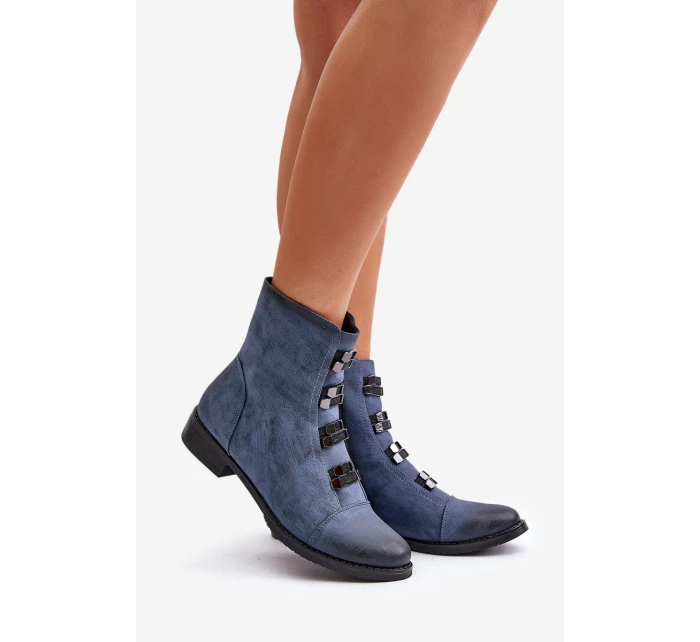 Zateplené dámské boty na zip modré model 21672411 - Boto Zateplené dámské boty na zip modré model 21672411 - Boto