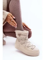 Dámské boty do sněhu na platformě se šněrováním v béžové barvě Dámské boty do sněhu na platformě se šněrováním v béžové barvě