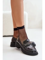 Dámské Lakované Mokasíny Loafersy S Ozdobou D&A Černé Dámské Lakované Mokasíny Loafersy S Ozdobou D&A Černé