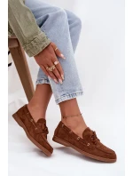 Dámské polobotky mokasíny se šněrováním Calivra – camel