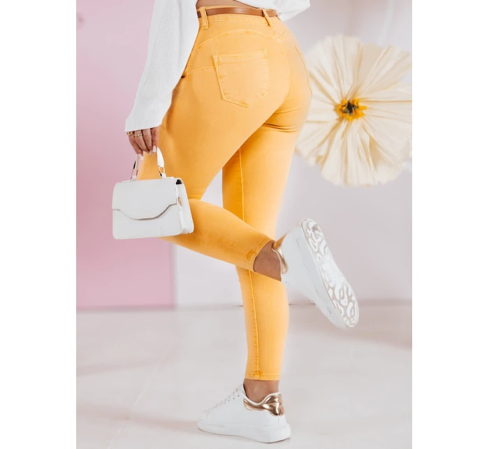 CLARET dámské džínové kalhoty s páskem žluté FashionStreet UY2454