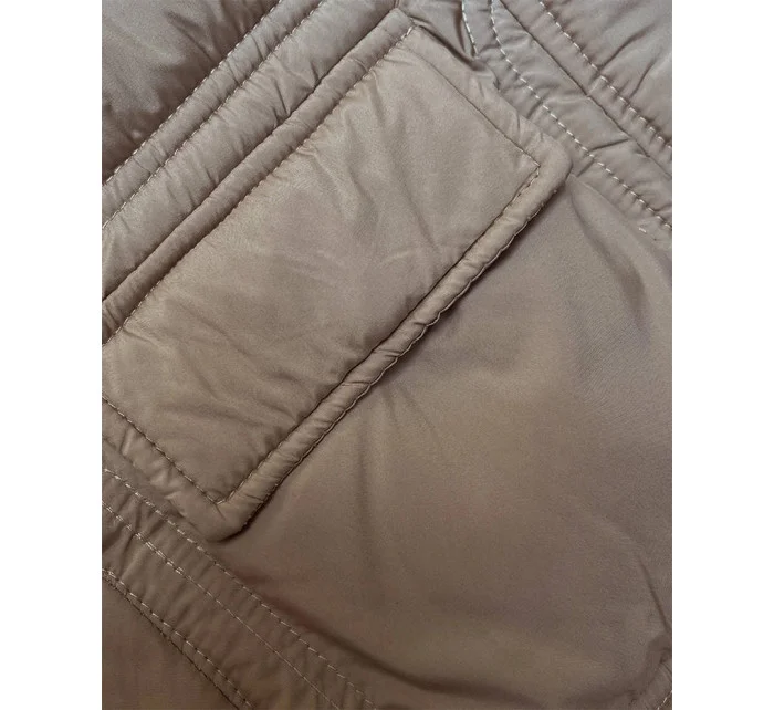 Béžová péřová dámská vesta (B8153-12)