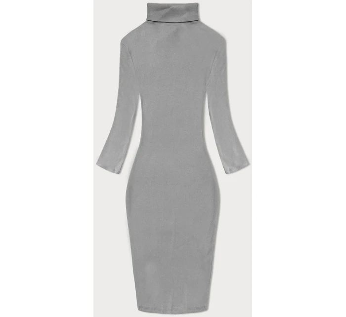 Šedé vypasované žebrované šaty s rolákem Rue Paris model 19447345 - Factory Price Šedé vypasované žebrované šaty s rolákem Rue Paris model 19447345 - Factory Price
