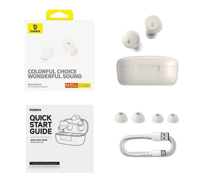 Bezdrátová sluchátka Baseus Bowie E18 (bílá)